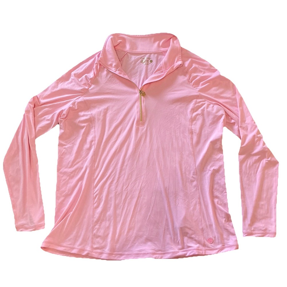 Lilly Pulitzer Luxletic Justine Pullover XXL Pink Quarter Zip Athletic Top